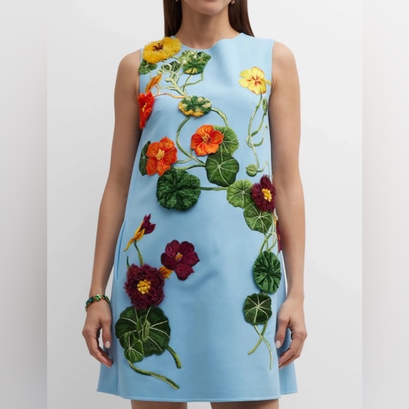 Oscar De La Renta
Nasturtium Embroidered Sleeveless Mini Shift Dress - Picture 3 of 13